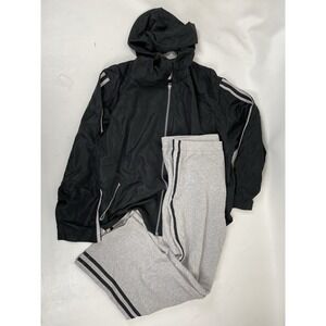Oleg Cassini Sport Two Stripe Sweatpants Jacket Track‎ Suit Set Womens XL Gray